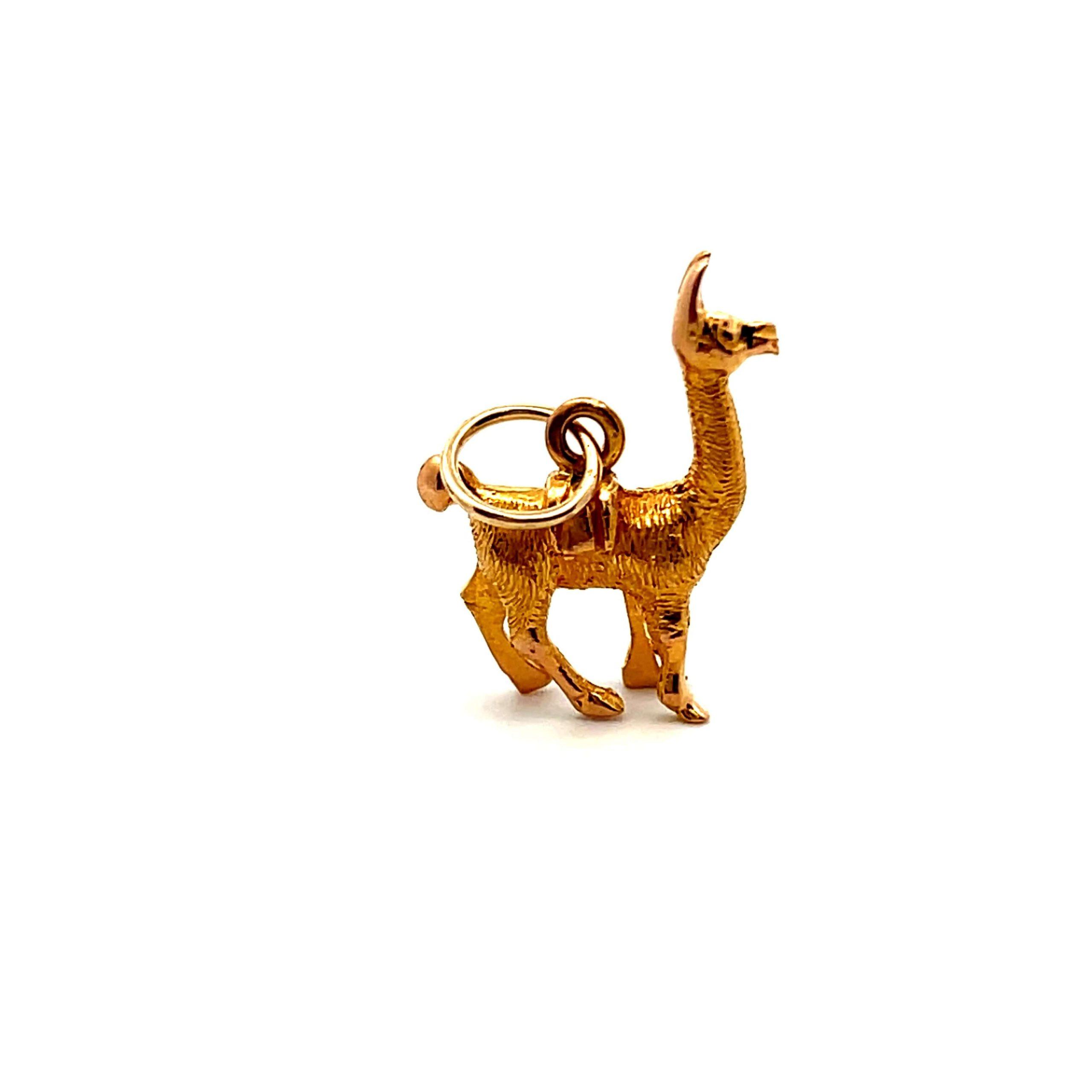 Estate 14K Llama Charm Pendant