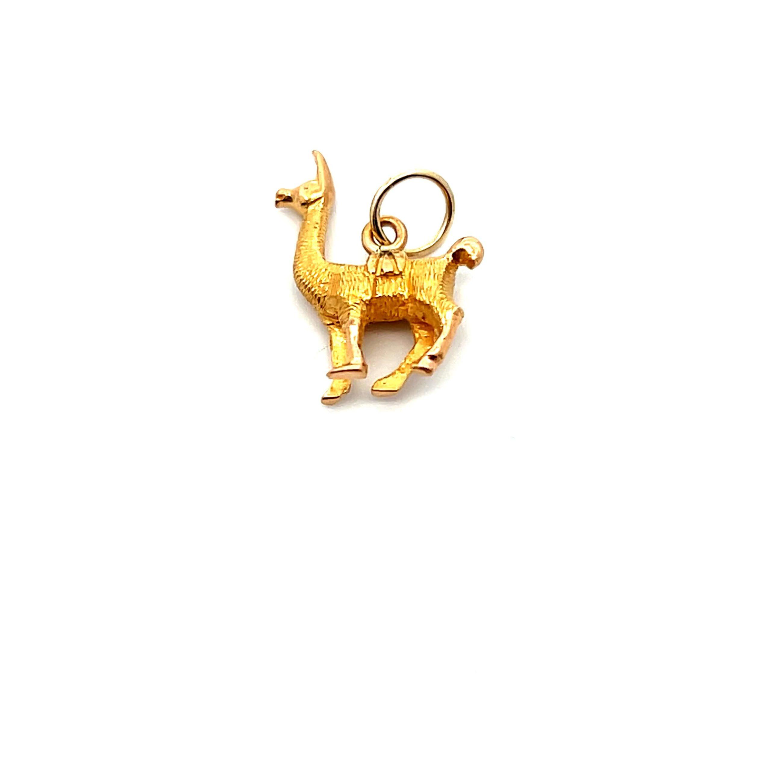 Estate 14K Llama Charm Pendant
