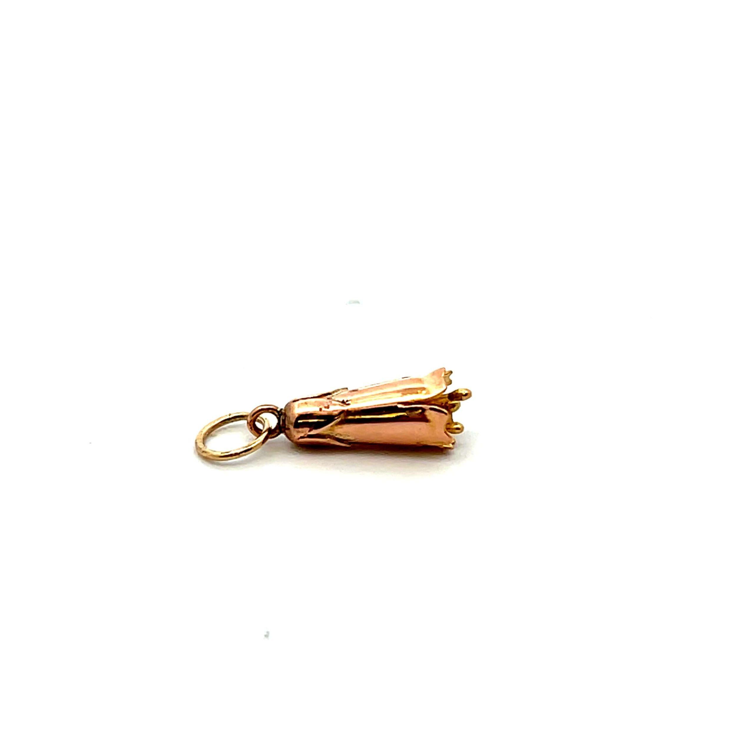 Estate 14K Yellow Flower Bud Charm Pendant