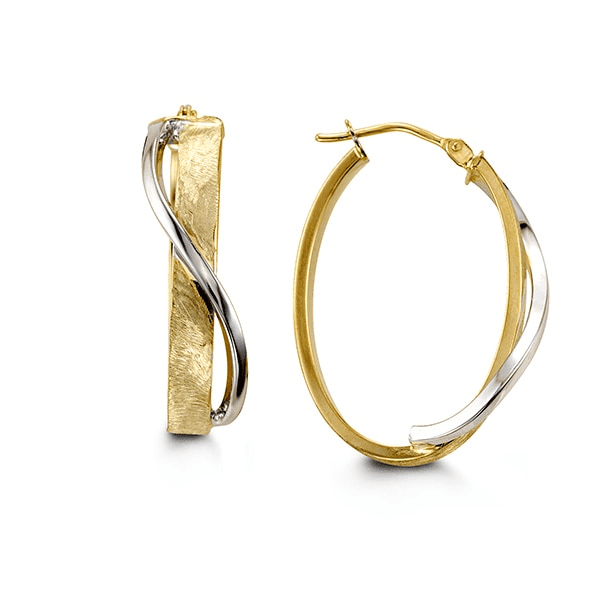 10K Two-Tone Gold Twist Hoop Earrings