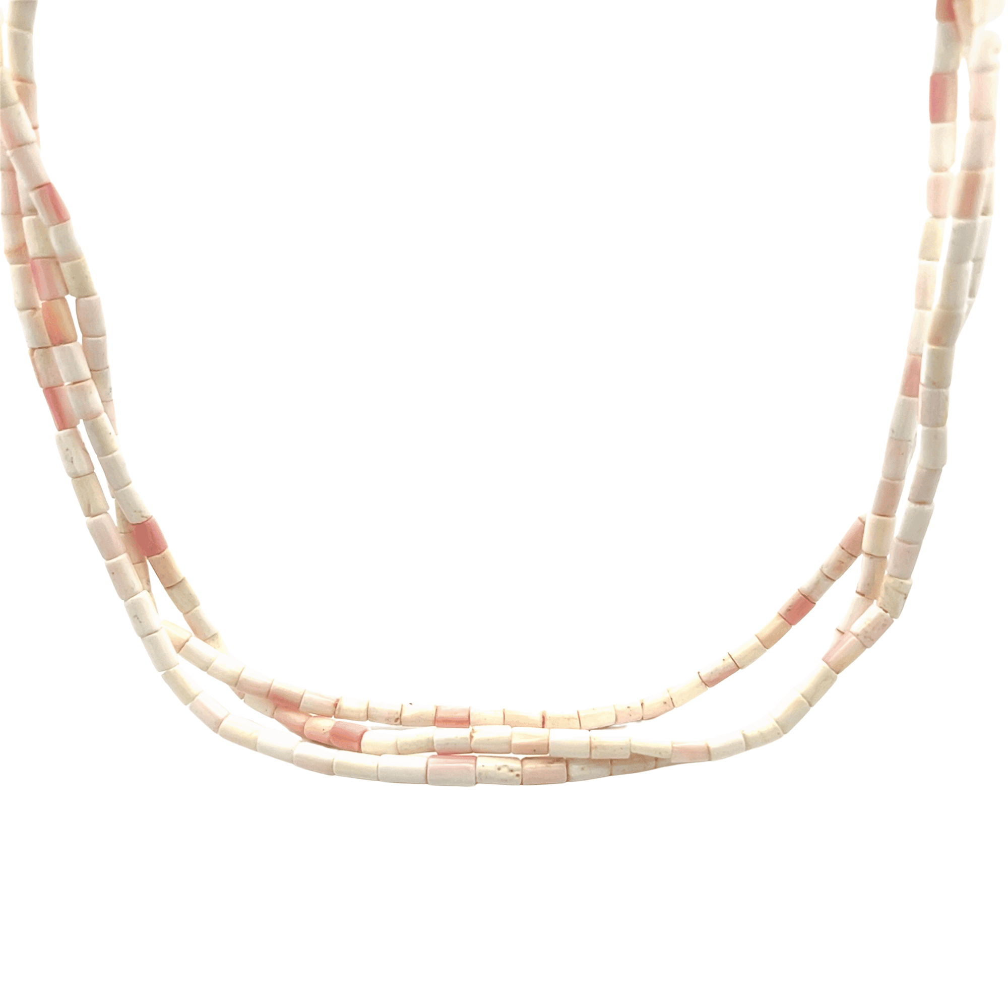 Estate Sterling Silver Coral Tube Bead Necklace