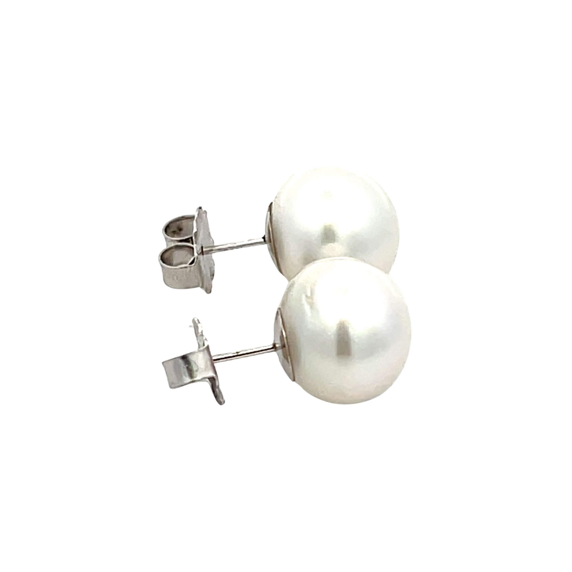 14K White Gold 11MM South Sea Pearl Stud Earrings