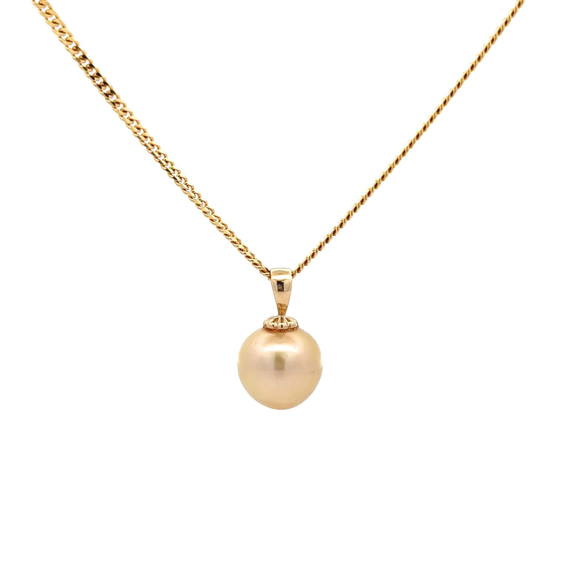 14K Yellow Gold 12MM Golden South Sea Pearl Necklace
