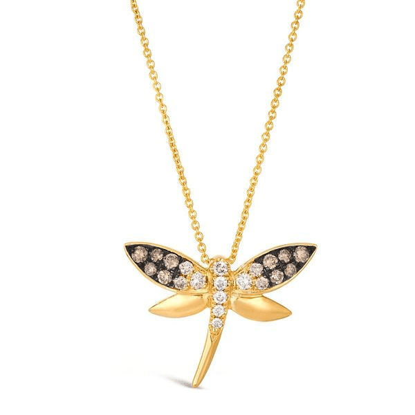 14K Yellow Gold LeVian Chocolate Diamond Dragonfly Necklace