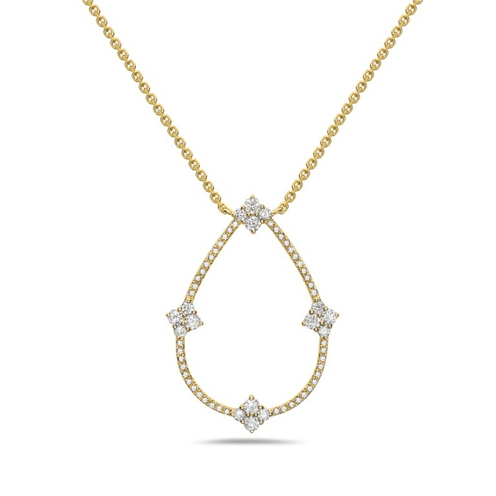 14K Yellow Gold 0.46ctw Diamond Open Pear-Shaped Necklace