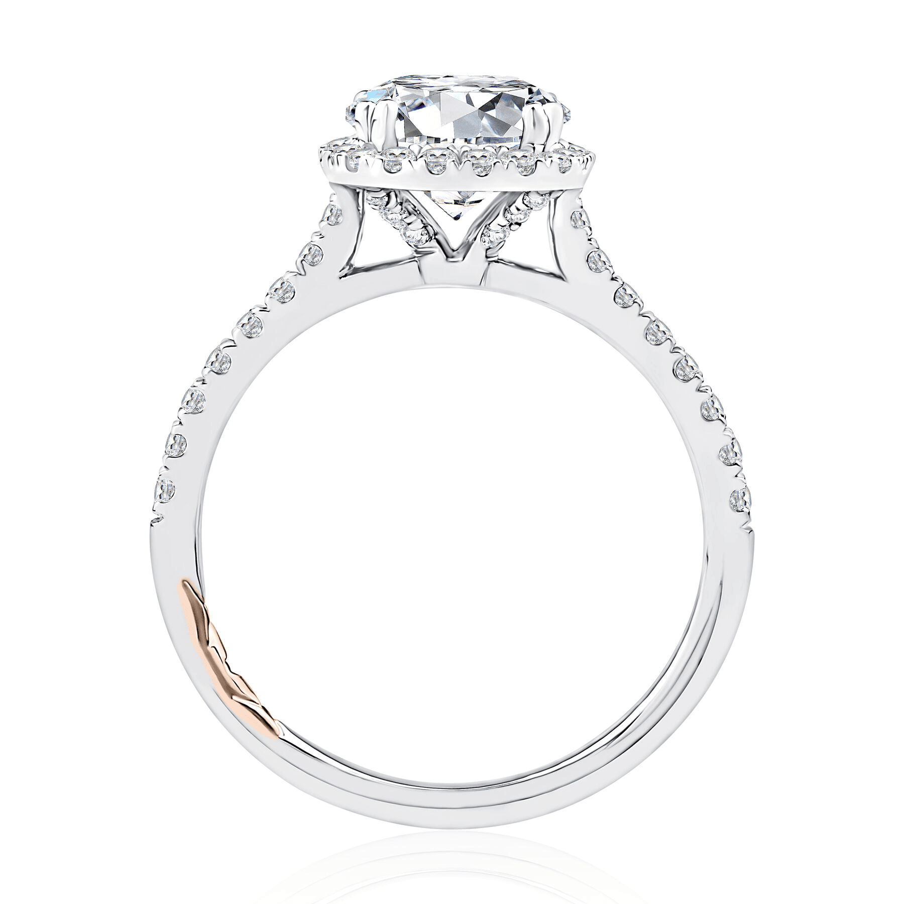 18K White Gold 0.35CTW Diamond Cushion-Shaped Halo Engagement Ring Setting by A. JAFFE - Image 2