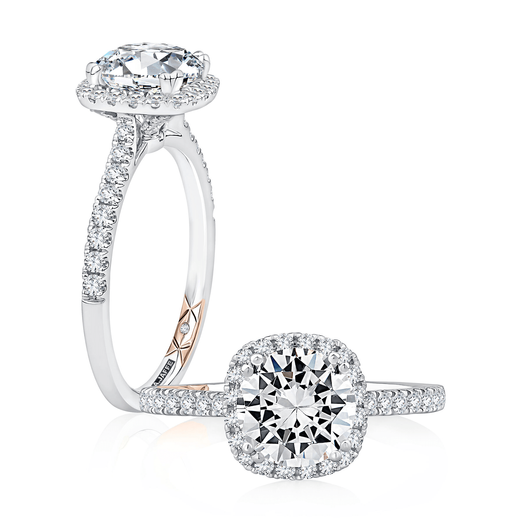 18K White Gold 0.35CTW Diamond Cushion-Shaped Halo Engagement Ring Setting by A. JAFFE - Image 3