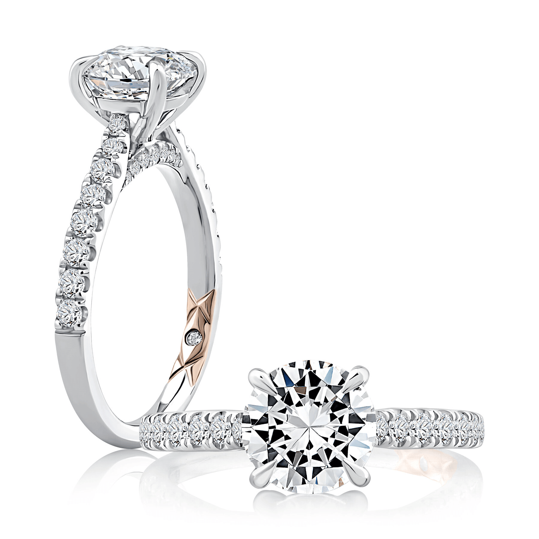 18K White Gold 0.39CTW Diamond Engagement Ring Setting by A. JAFFE - Image 3