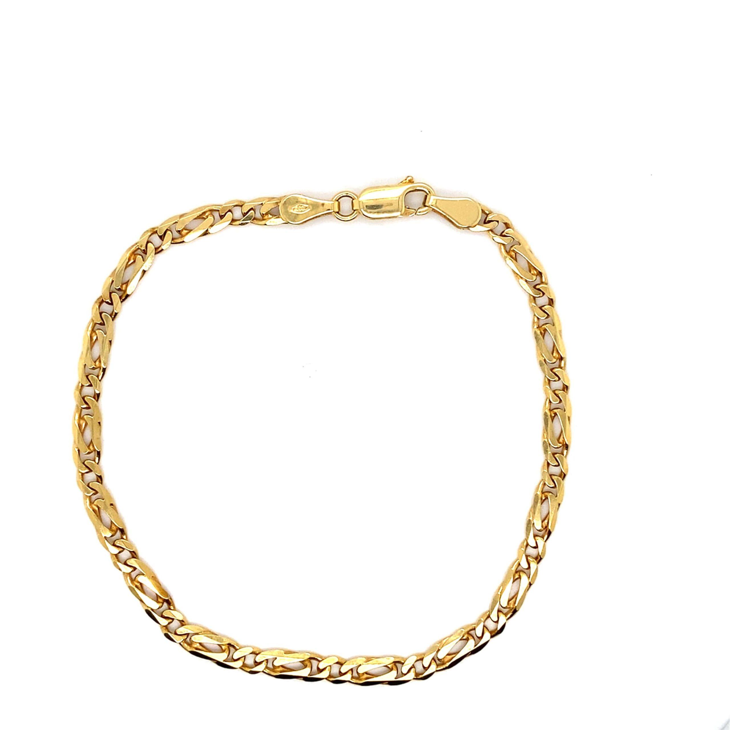 Estate 10K Yellow Gold Fancy Figaro Chain Bracelet