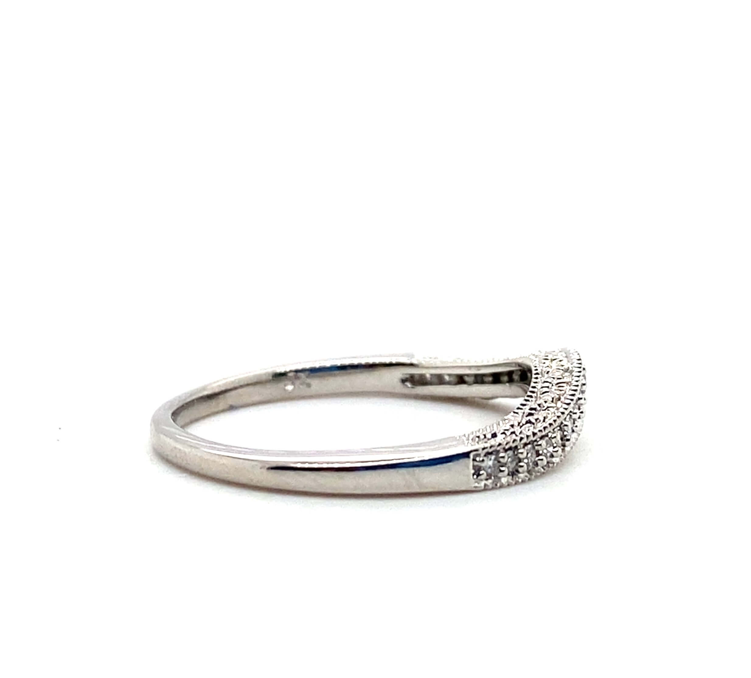 Estate 14K White Gold 0.32ctw Diamond Contour Wedding Band