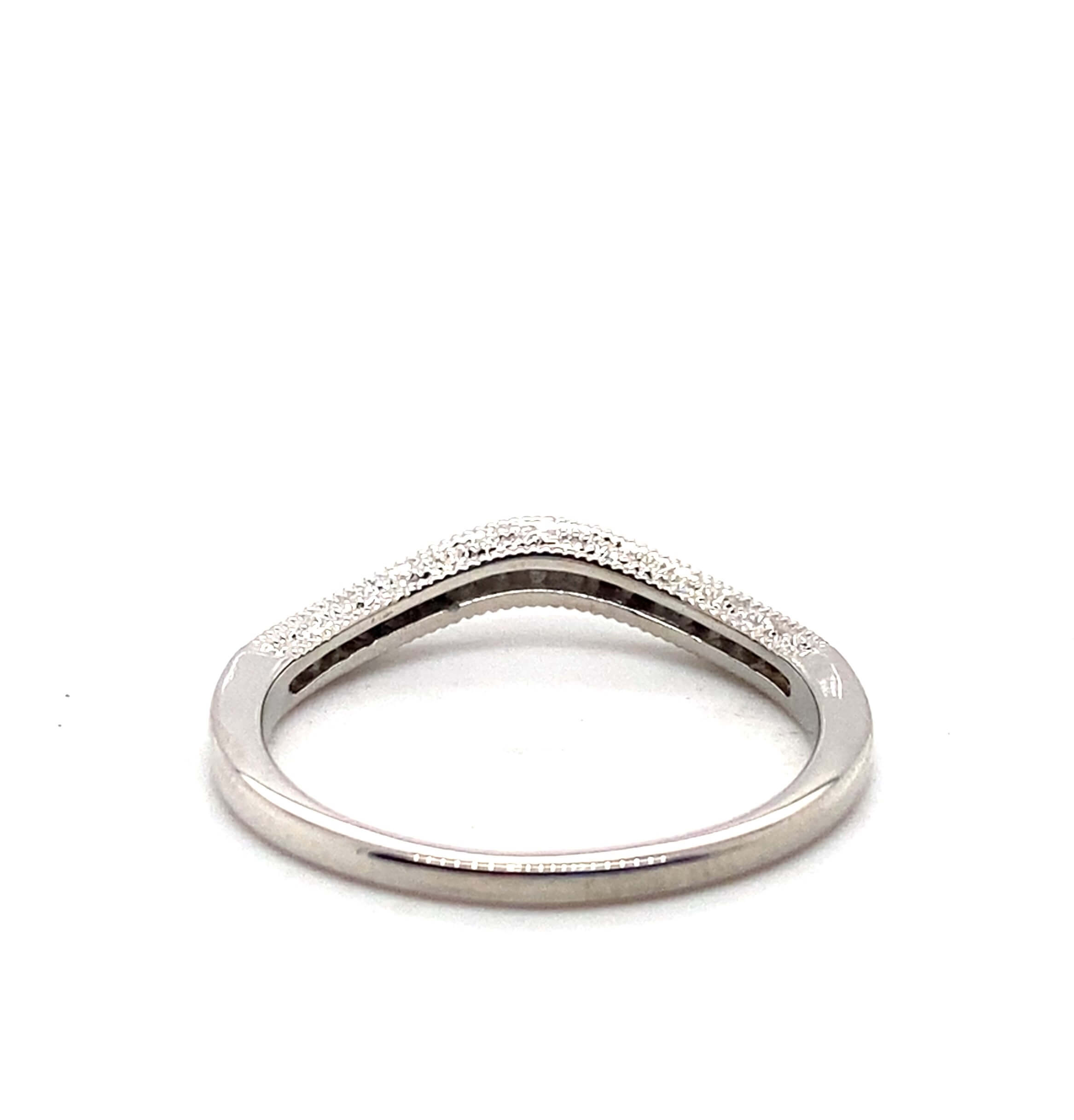 Estate 14K White Gold 0.32ctw Diamond Contour Wedding Band
