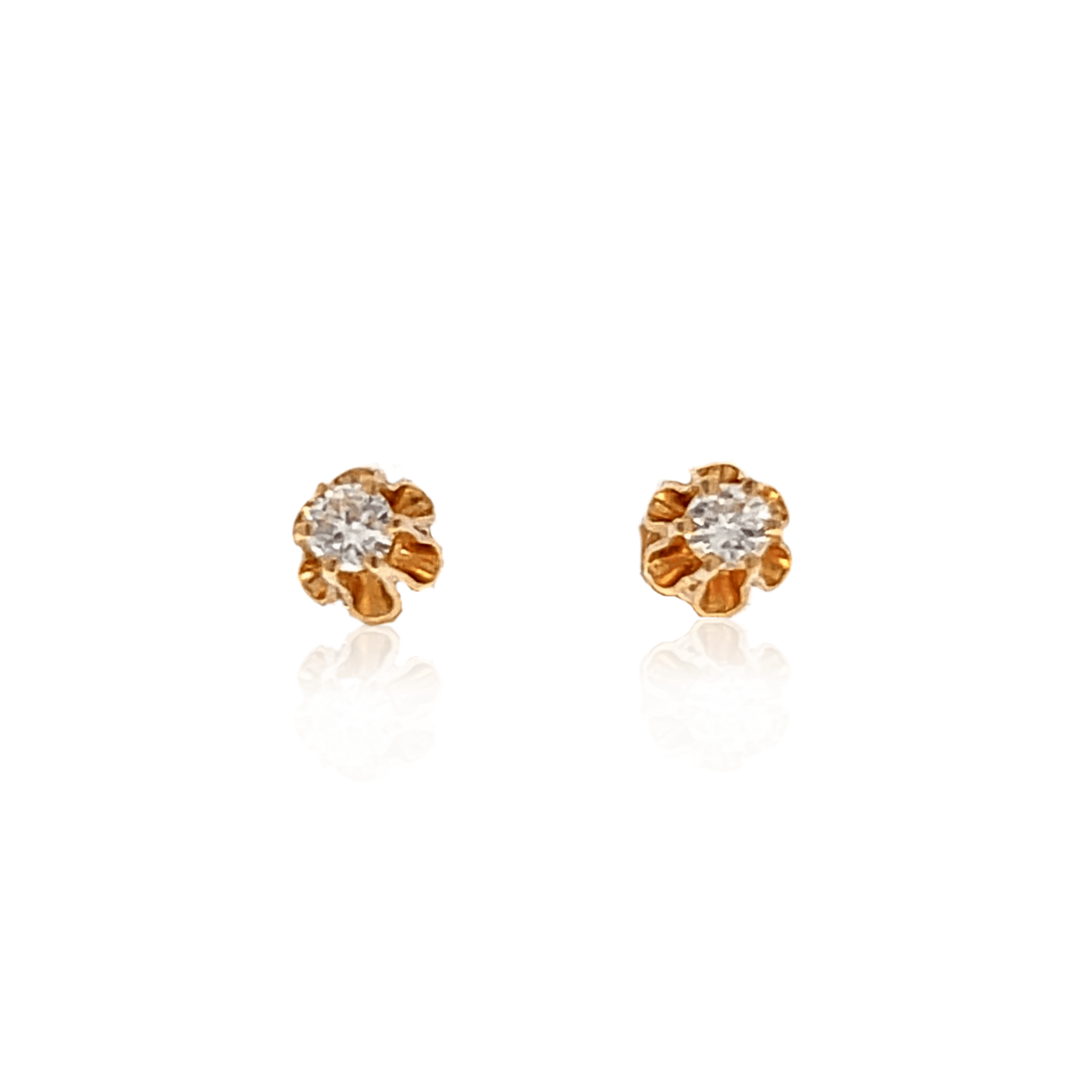 Estate 14K Yellow Gold 0.14ctw Round Diamond Solitaire Stud Earrings