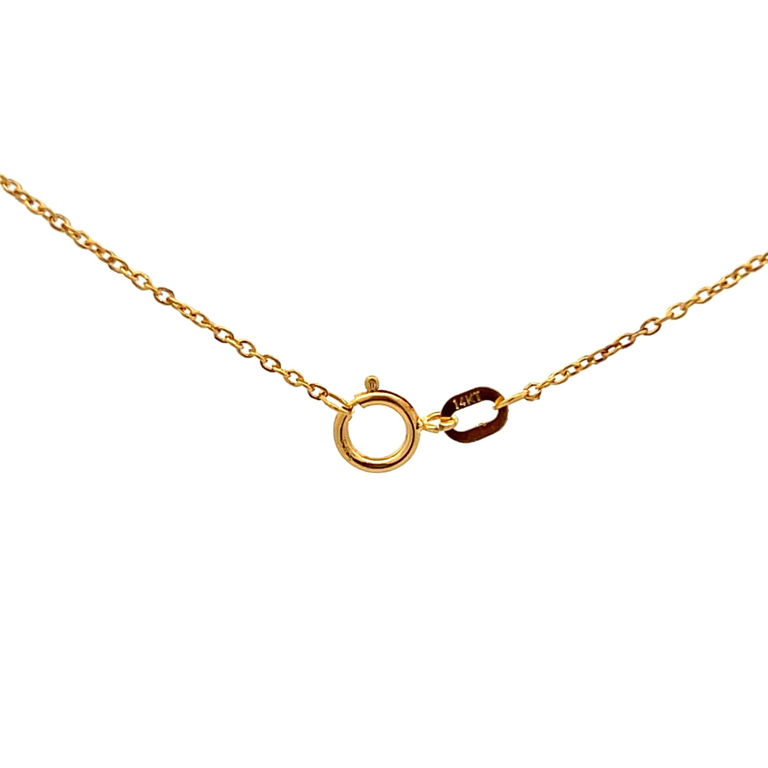 Estate 14K Yellow Gold Filigree Bead Pendant Necklace