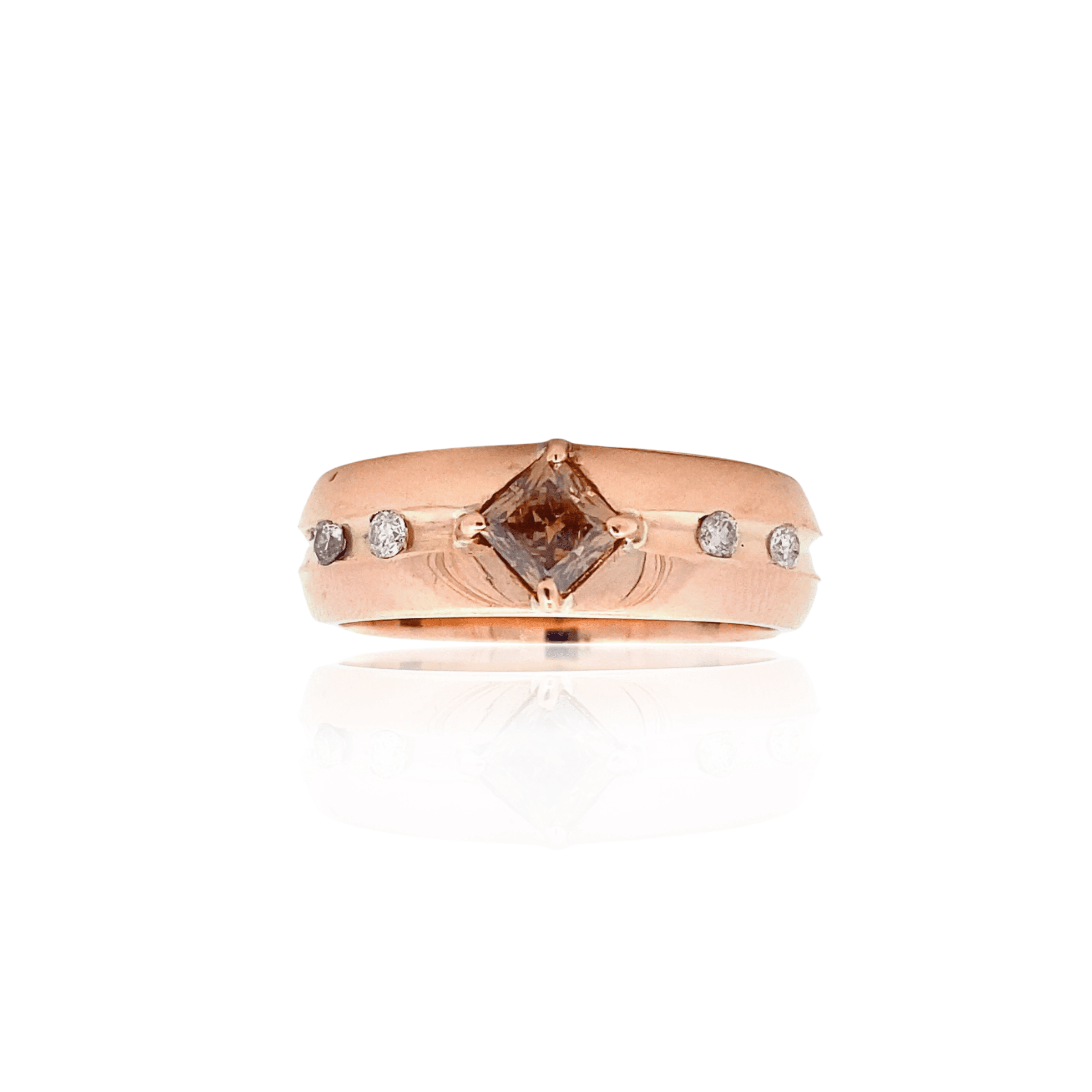Estate 14K Yellow Gold Princess-Cut Fancy Brown Diamond Men’s Wedding Band