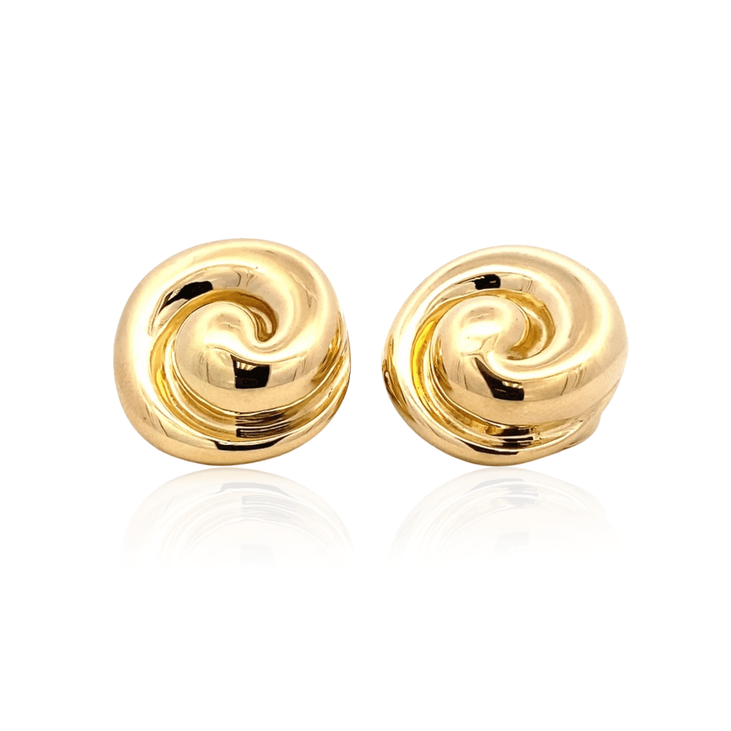 Estate 18K Yellow Gold Swirl Clip-On Stud Earrings