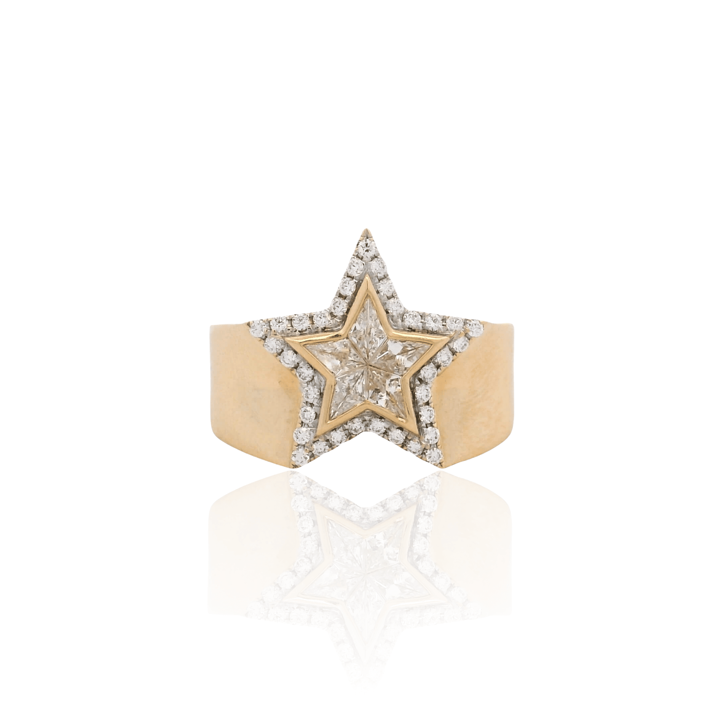 Estate 18k Yellow Gold 1.08ctw Diamond Star Ring