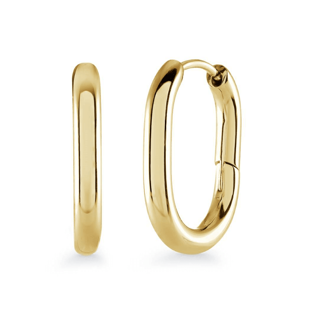Gold-Plated 13.5MM Oval Hoop Earrings