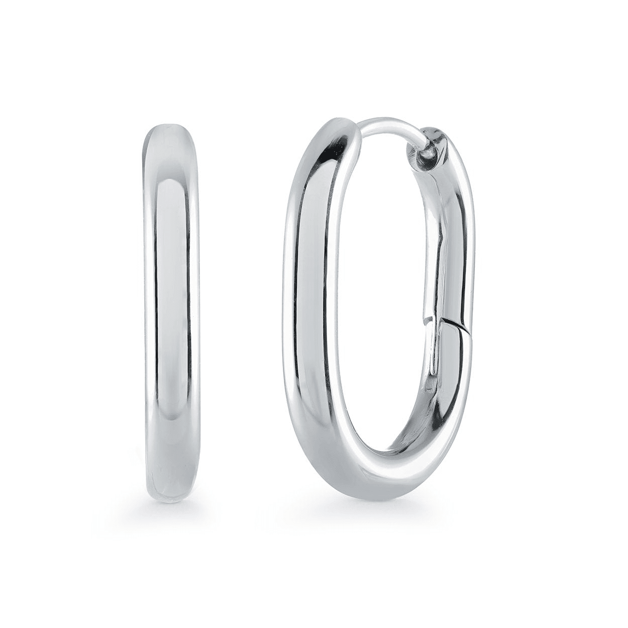Stainless Steel 13.50MM Oval Hoop Earrings