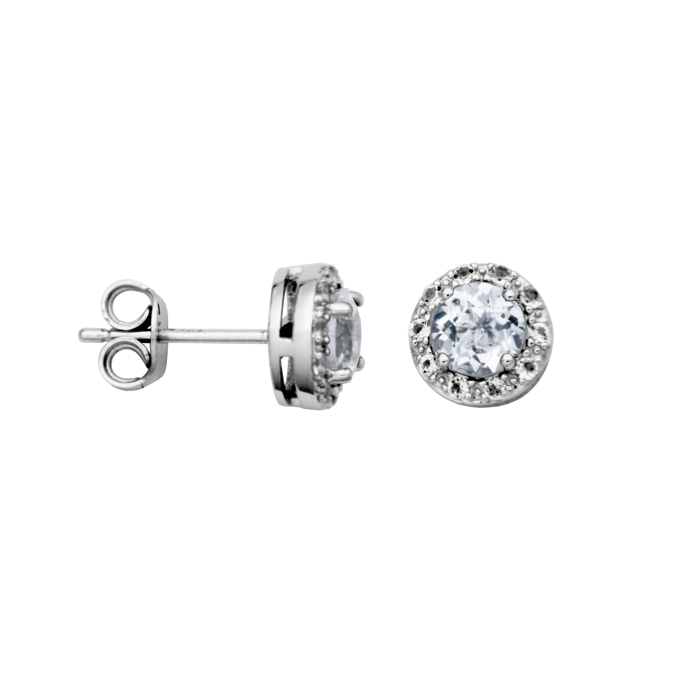 Sterling Silver White Topaz Halo Stud Earrings by Samuel B.