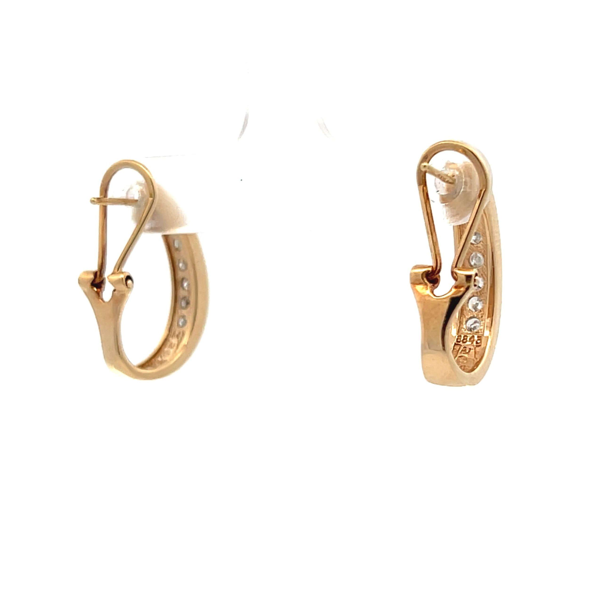 Estate 14K Two-Tone 0.49CTW Diamond Channel Hoop Earrings