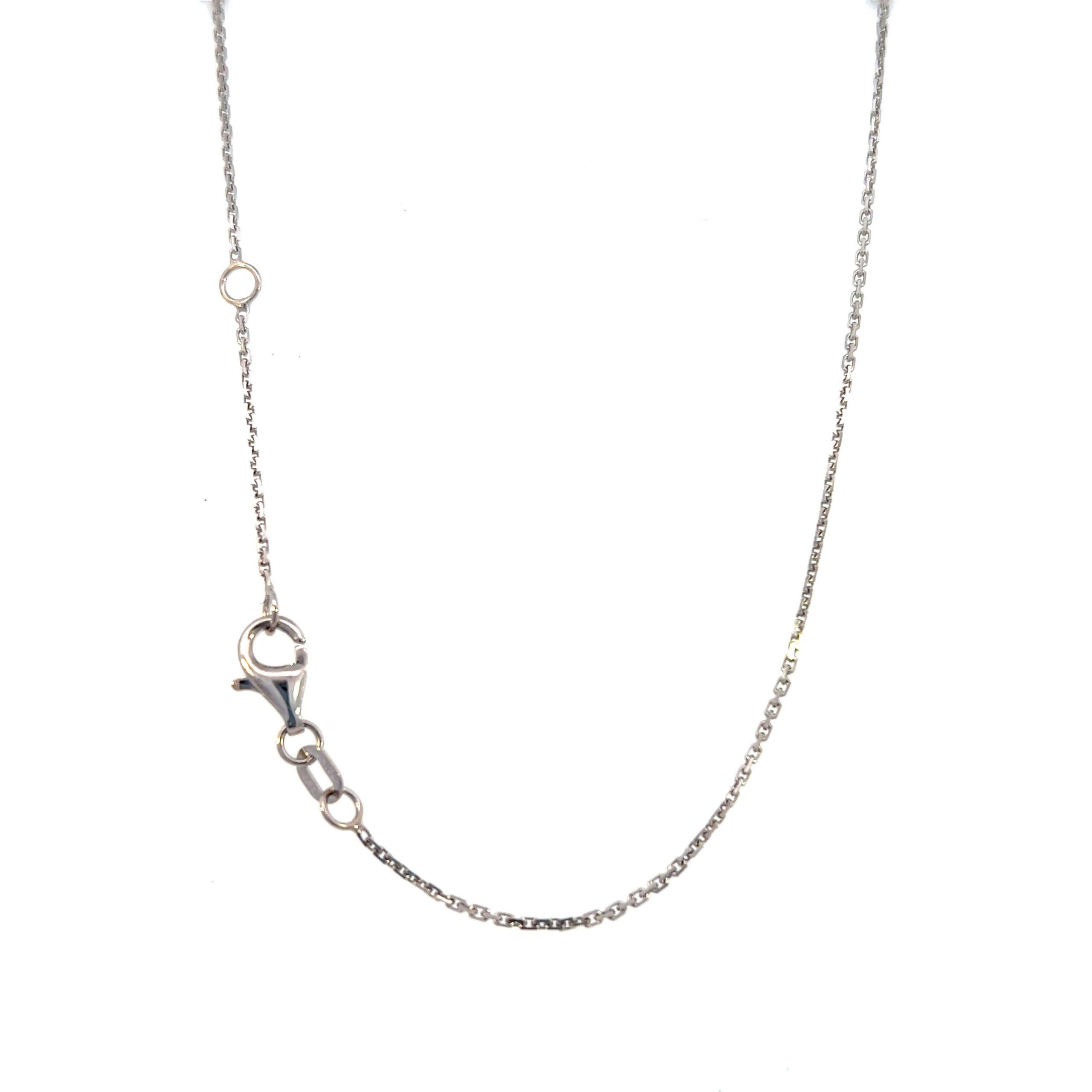 Estate 14K White Gold Carved Jadeite & Diamond Necklace