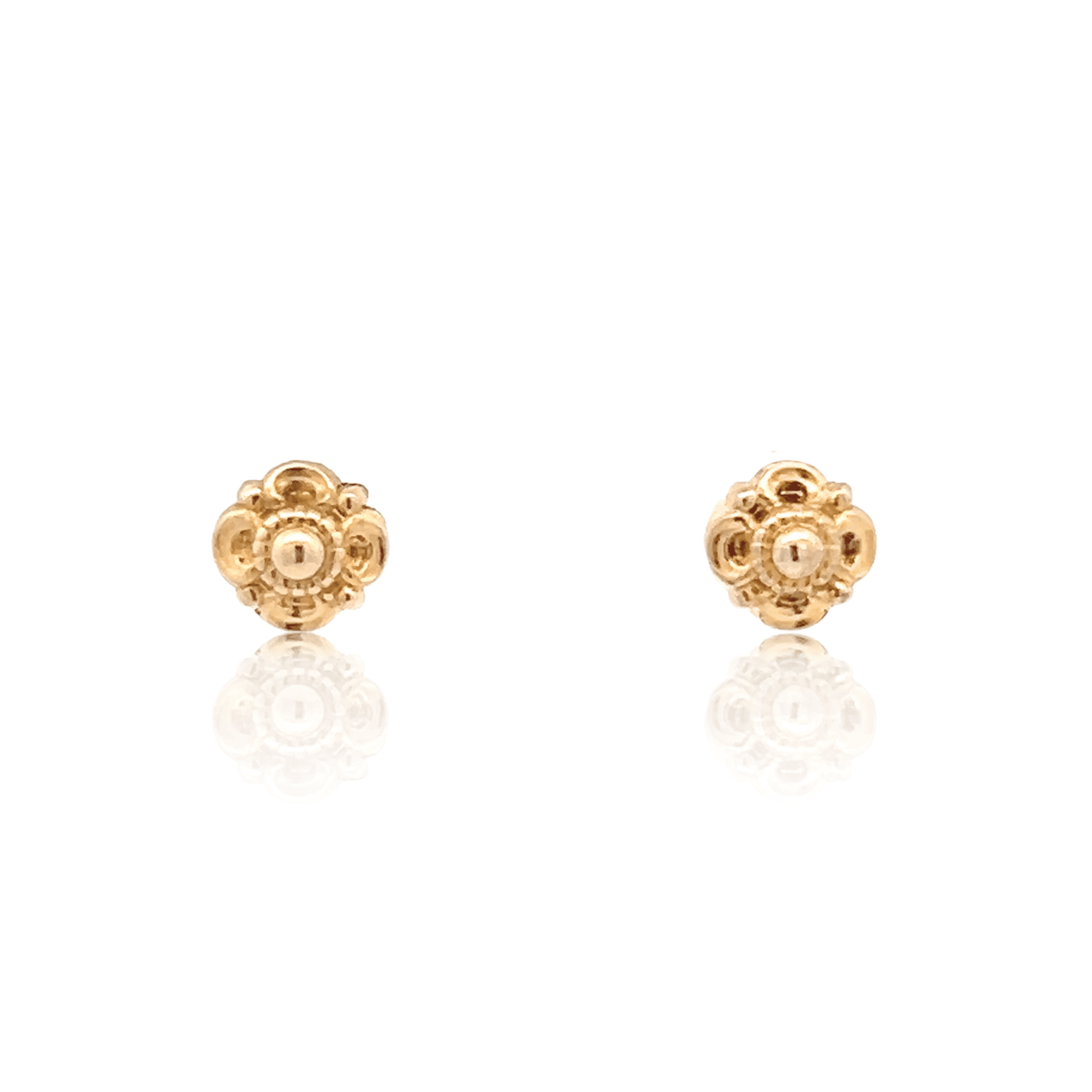 Estate 14K Yellow Gold Floral Stud Earrings