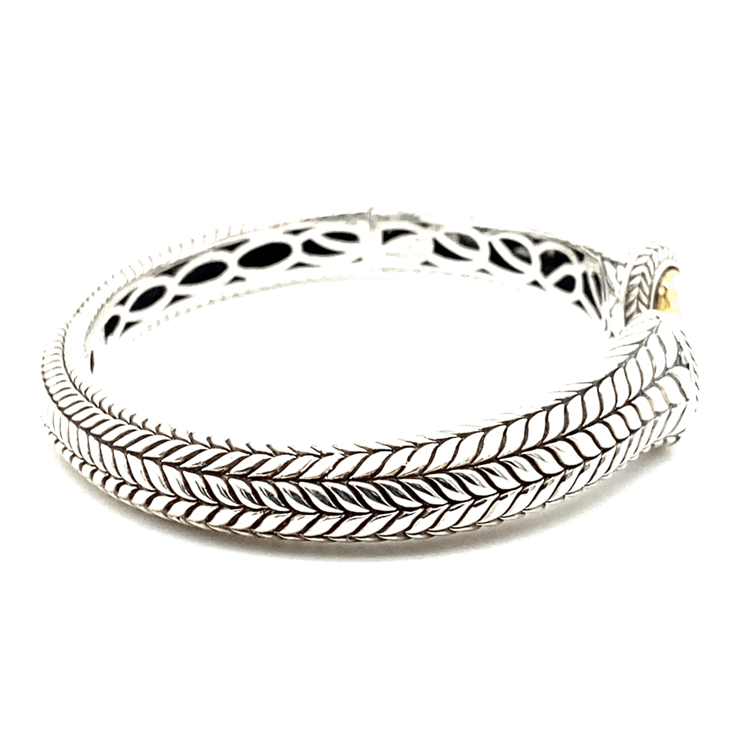 Estate Sterling Silver & 14K Gold John Hardy Textured Cuff Bracelet