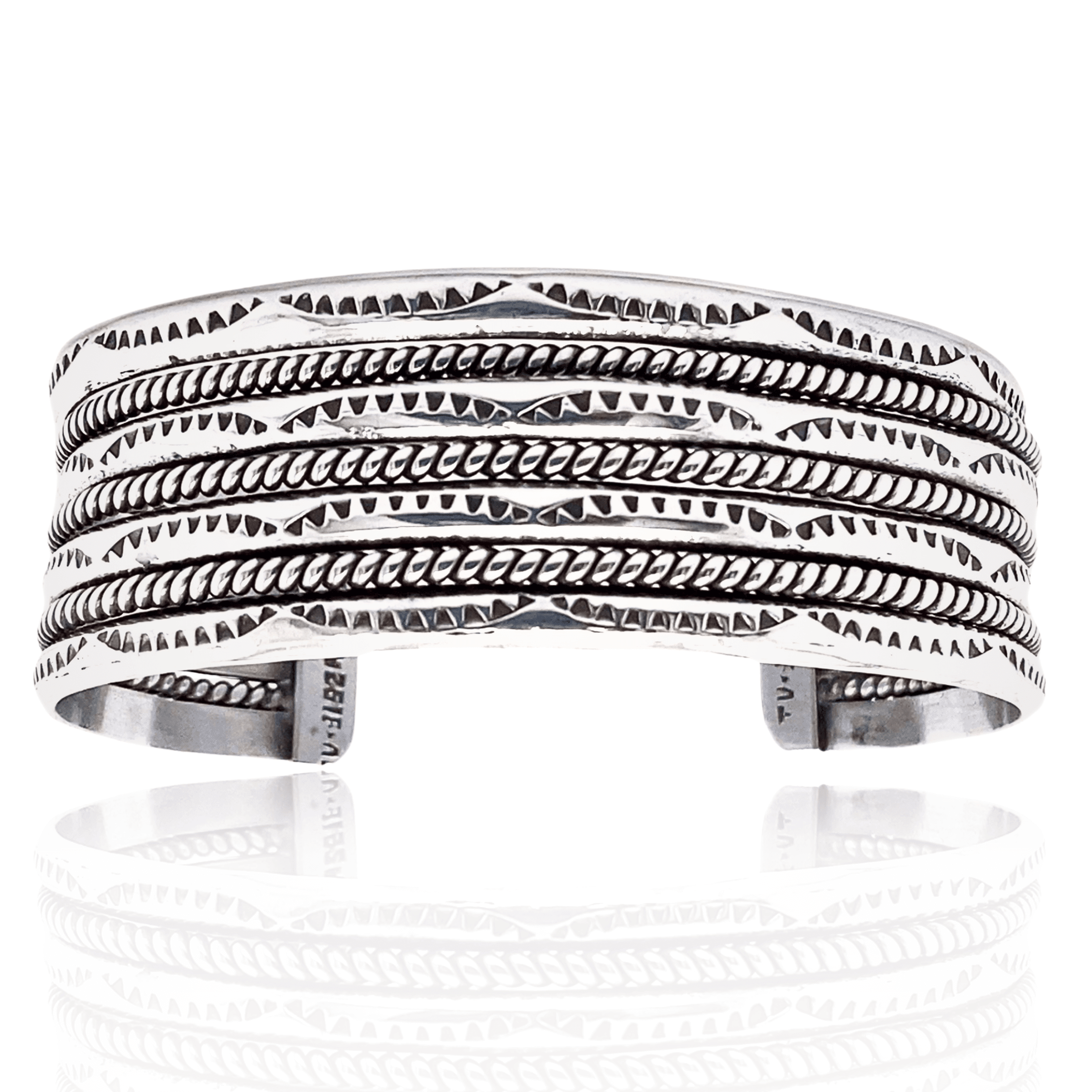 Estate Sterling Silver Multi-Row Textured Cuff Bracelet