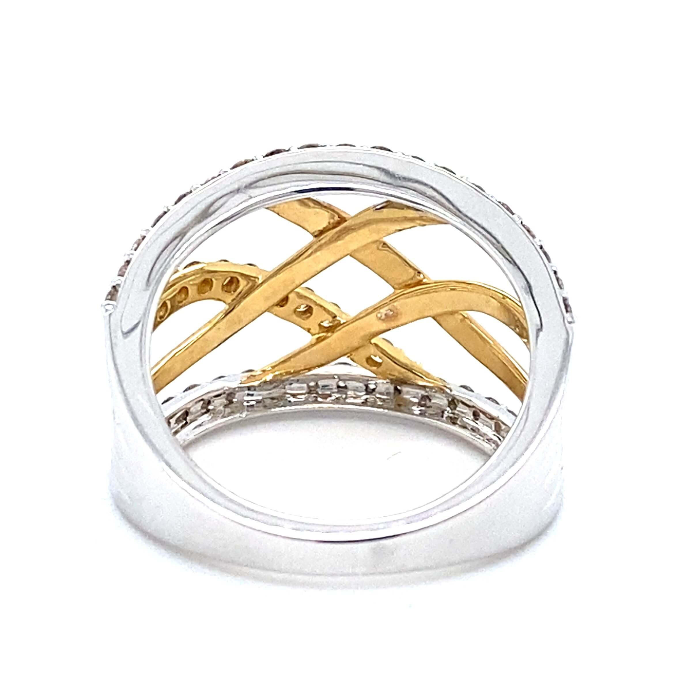 14K Two-Tone Gold 0.86CTW Diamond Crossover Ring