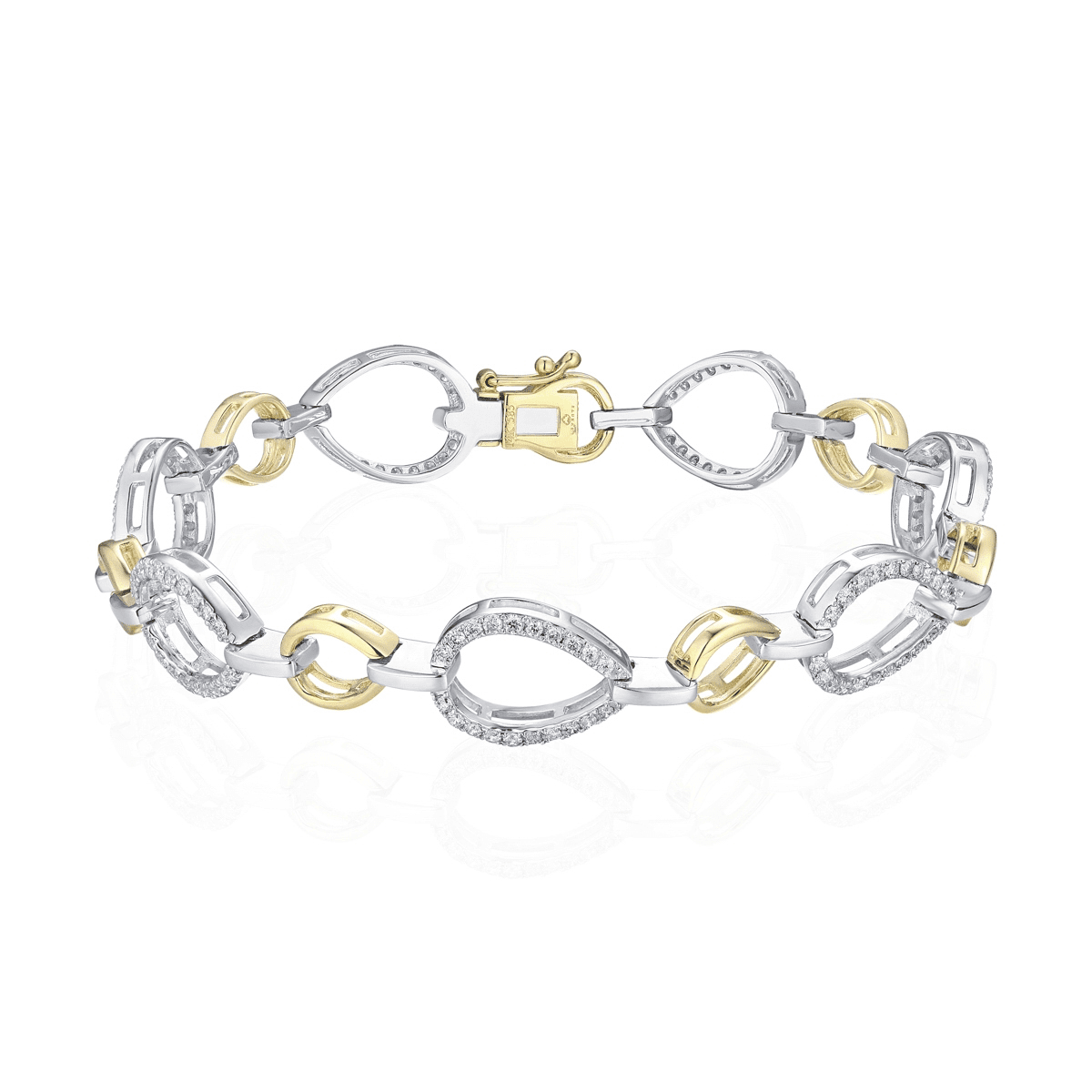 14K Two-Tone Gold 1.23CTW Diamond Open Link Bracelet