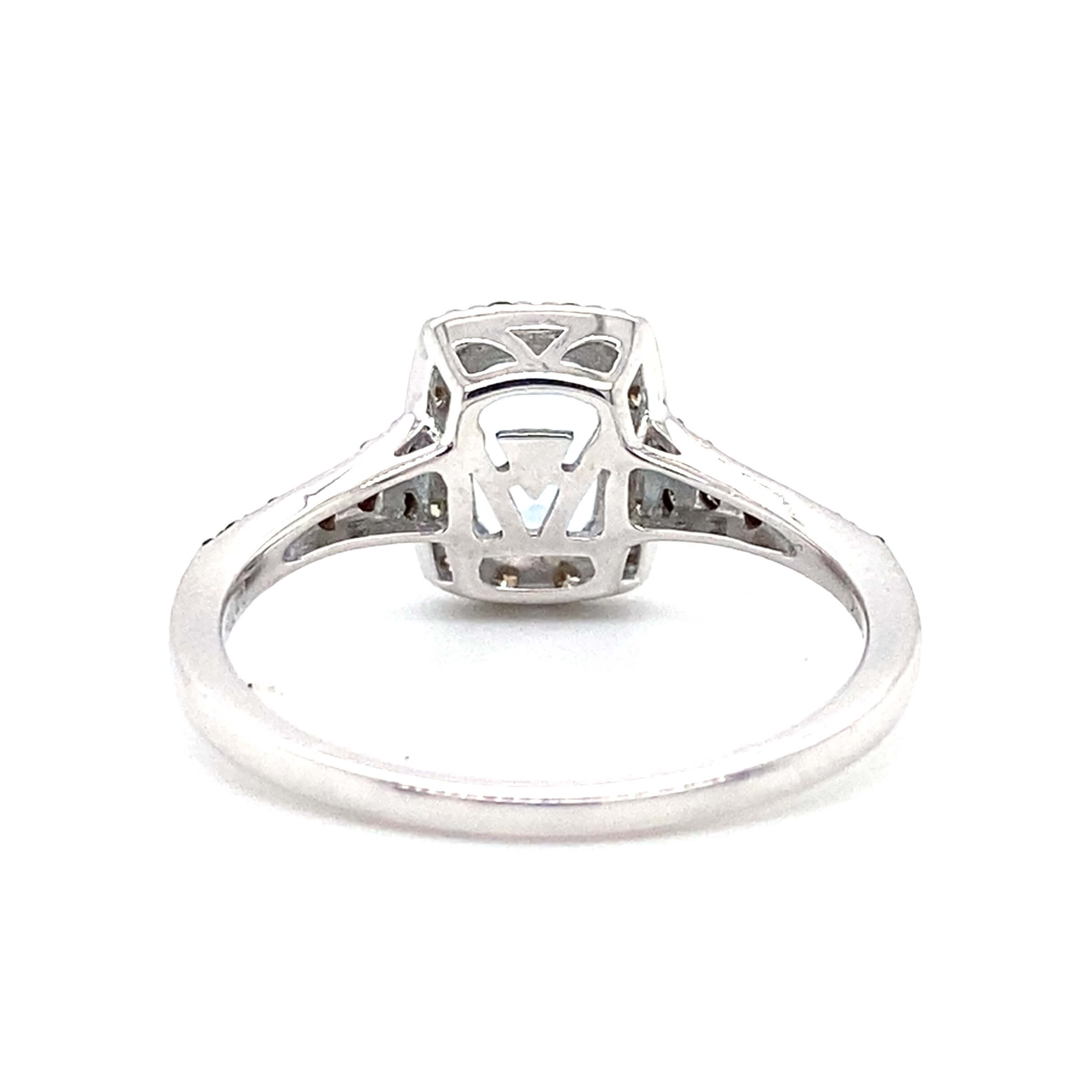 14K White Gold 0.99CTW Cushion Aquamarine & Diamond Halo Ring by Le Vian