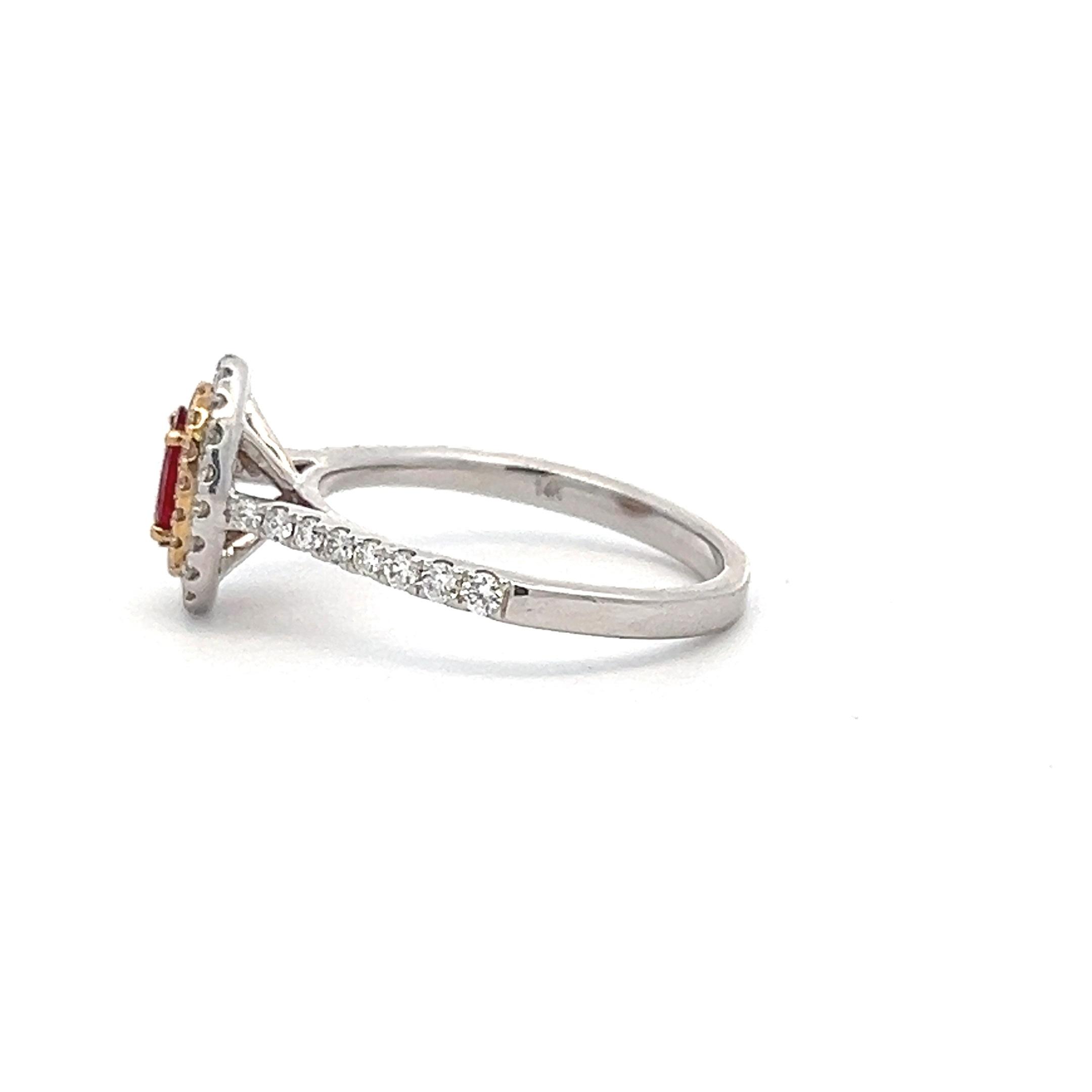 14K White Gold 1.01CTW Oval Ruby & Diamond Double Halo Ring
