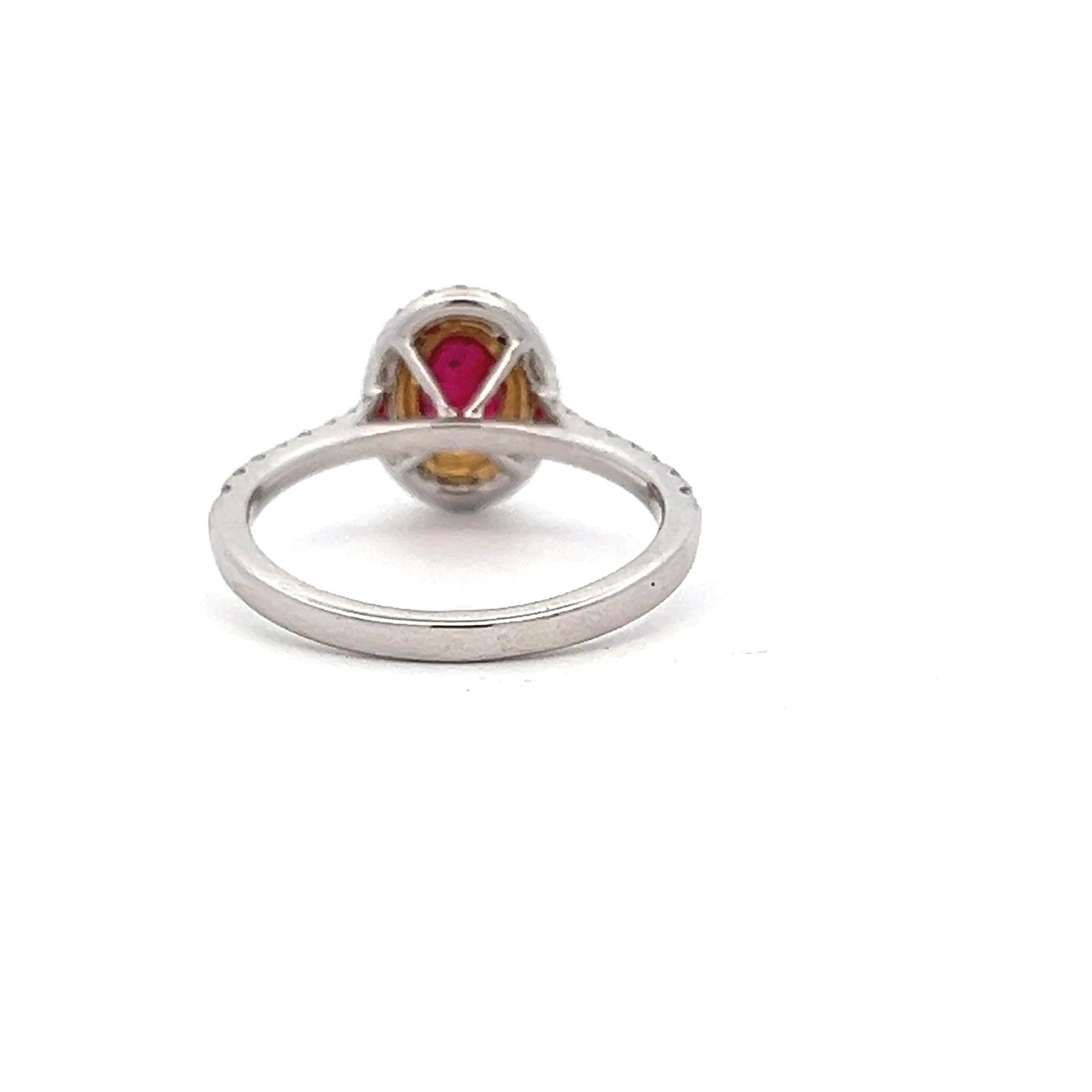 14K White Gold 1.01CTW Oval Ruby & Diamond Double Halo Ring