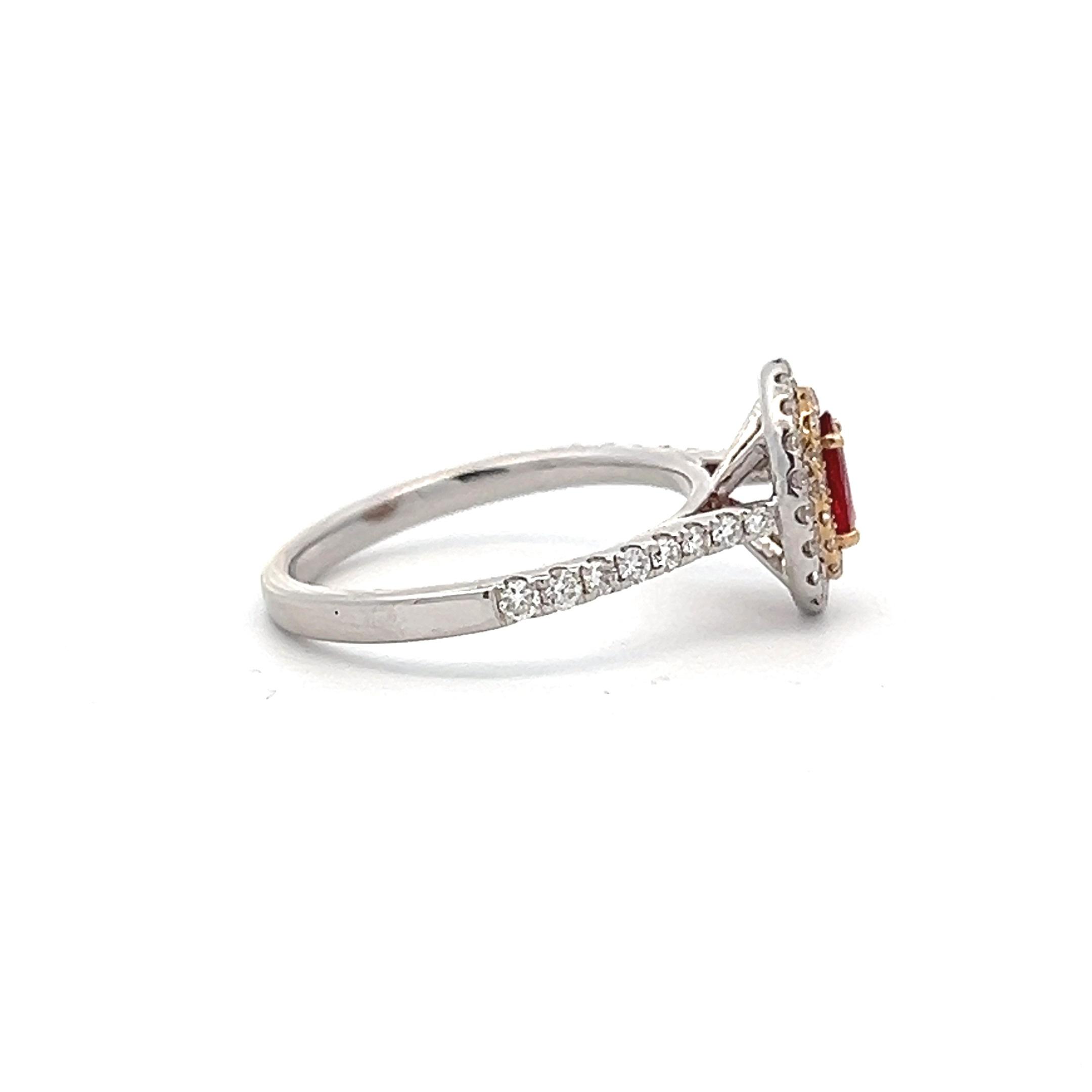 14K White Gold 1.01CTW Oval Ruby & Diamond Double Halo Ring