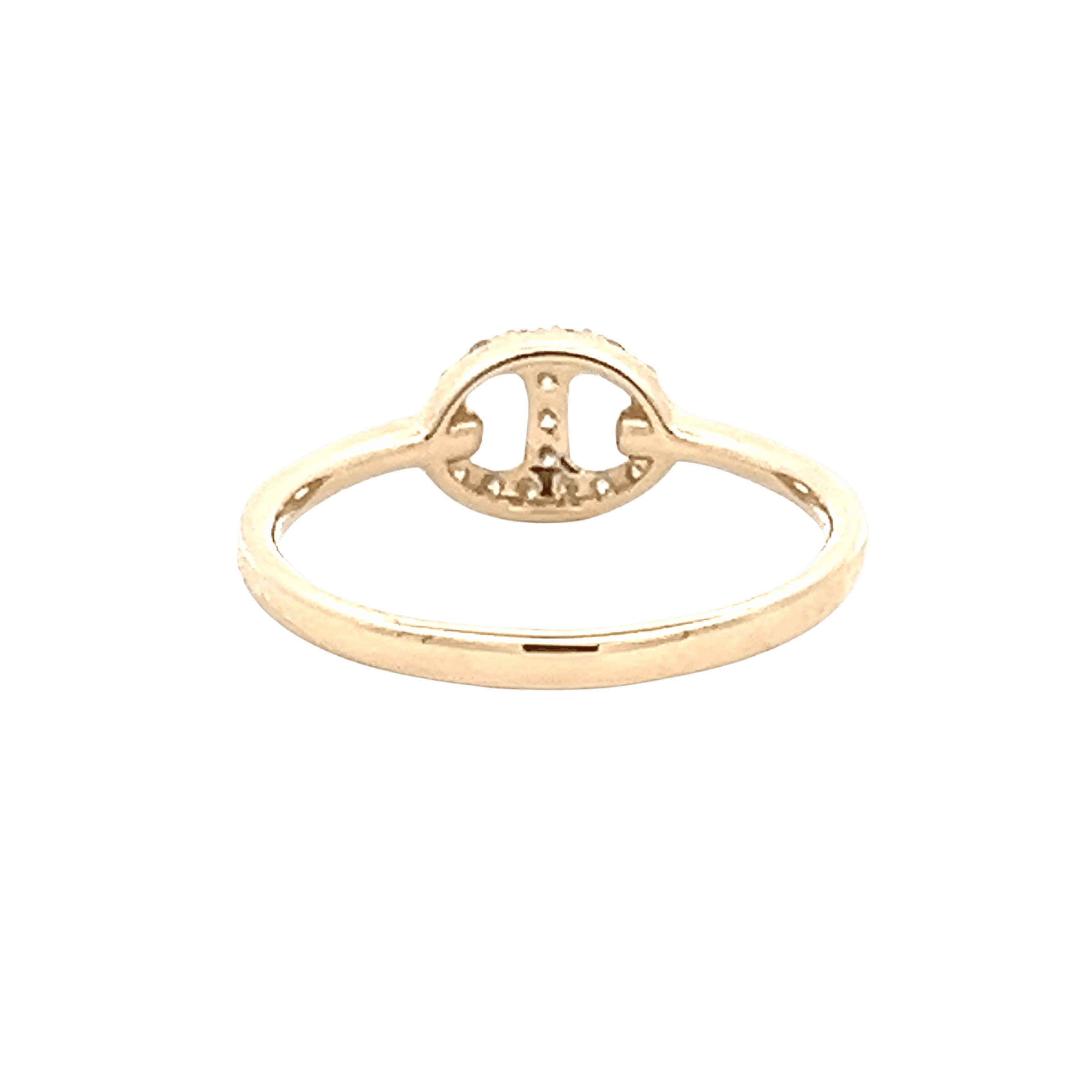 14K Yellow Gold 0.13CTW Diamond Belt Buckle Link Ring