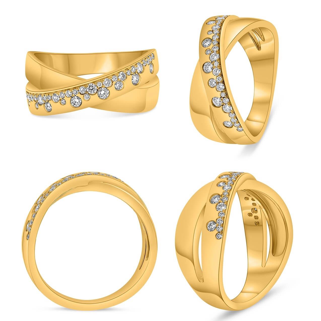 14K Yellow Gold 0.26CTW Diamond Crossover Ring