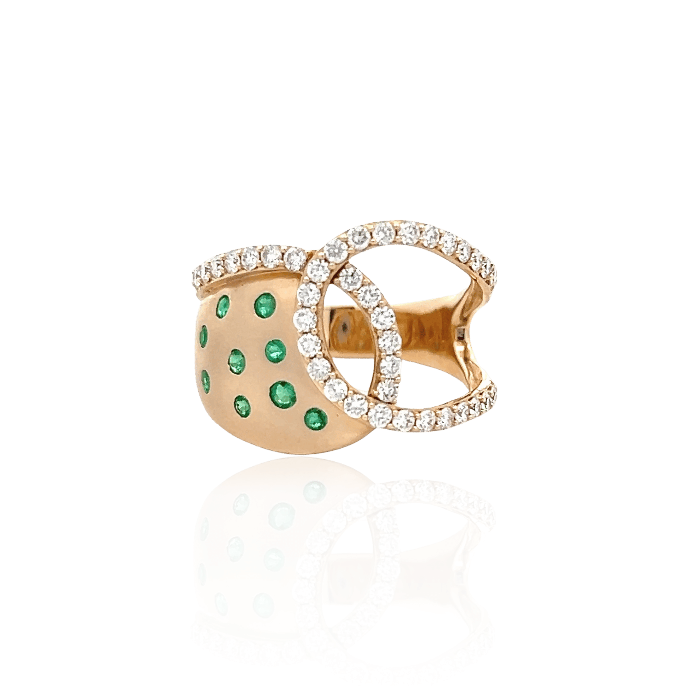 14K Yellow Gold 0.67CTW Emerald & Diamond Free Form Ring