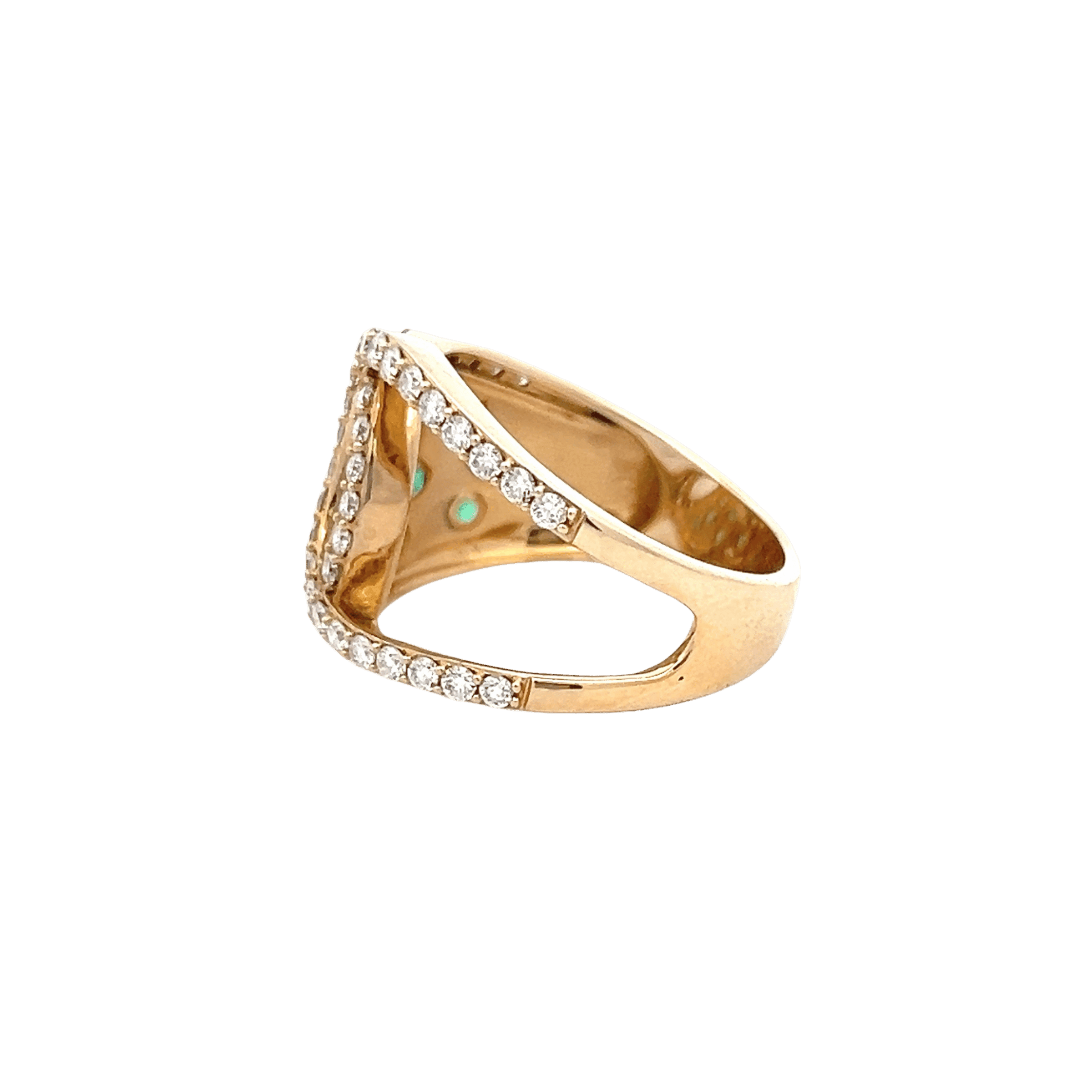 14K Yellow Gold 0.67CTW Emerald & Diamond Free Form Ring