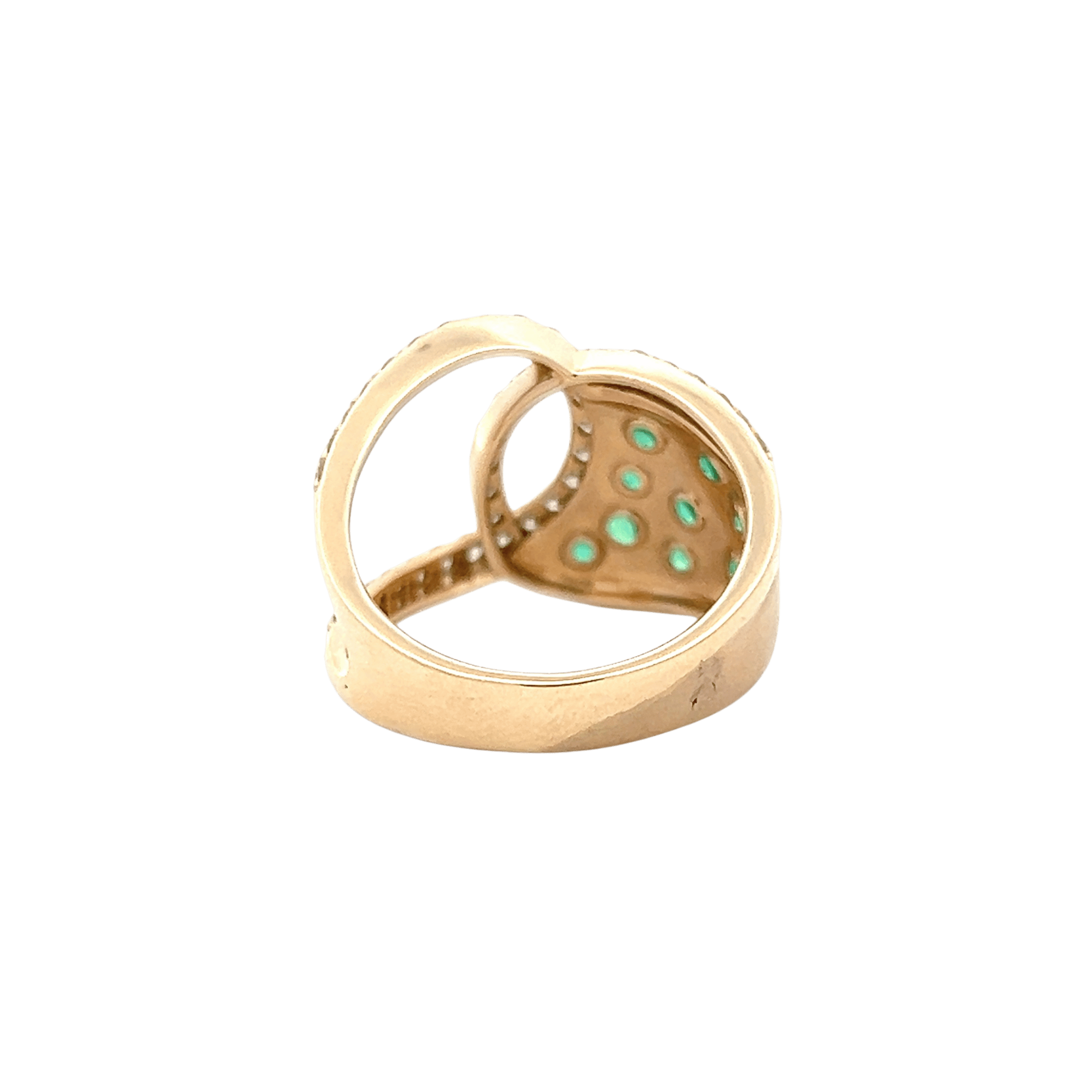 14K Yellow Gold 0.67CTW Emerald & Diamond Free Form Ring