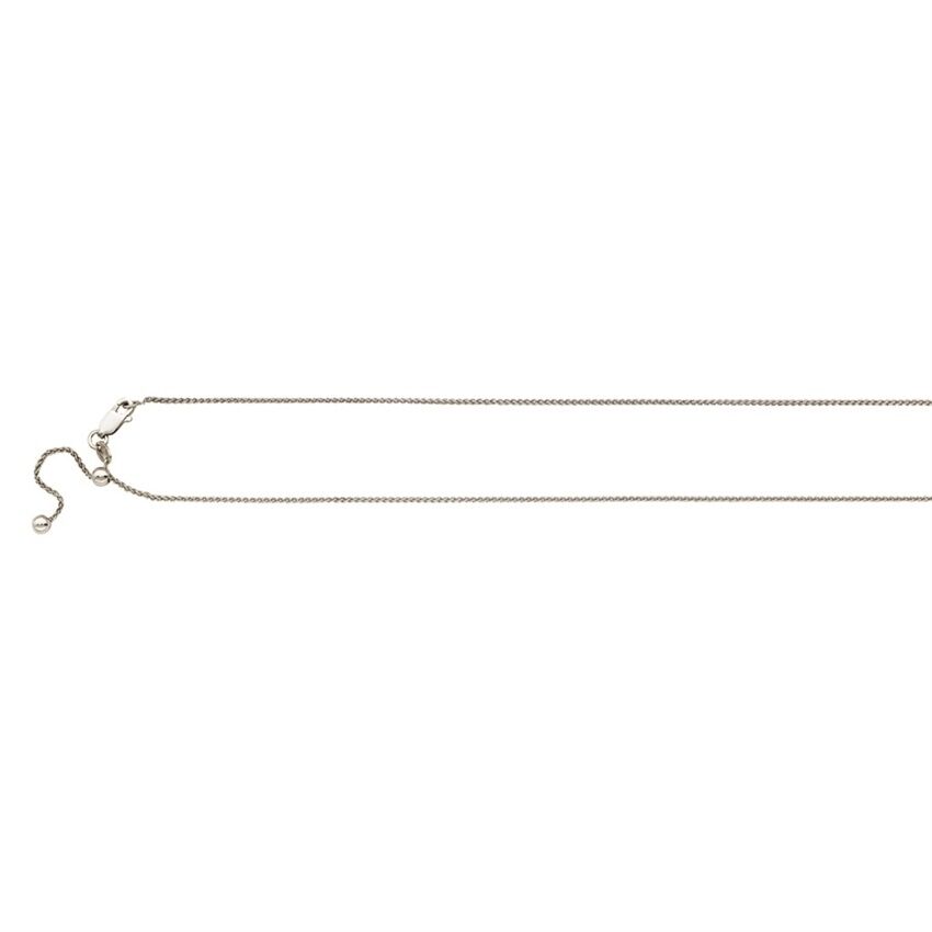 Adjustable Diamond-Cut Round Wheat Chain Necklace in Sterling Silver